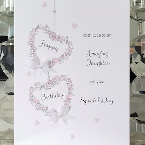 Incroyable carte d'anniversaire fille, carte d'anniversaire fille, carte d'anniversaire fille coeur suspendu, carte fille,