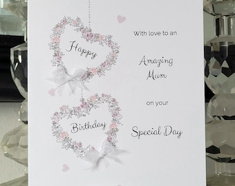 Increíble tarjeta de cumpleaños de mamá, tarjeta de cumpleaños de mamá, tarjeta de cumpleaños de mamá con corazón colgante, tarjeta de mamá,