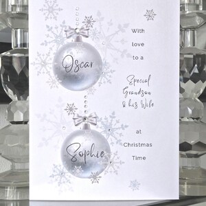 Biglietto di Natale personalizzato per nipote e moglie, biglietto di Natale speciale per nipote, biglietto di Natale con palline per nipote, biglietto di Natale