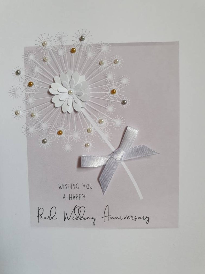 Pearl Flower Wedding Anniversary Card 30th Wedding Etsy