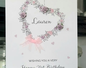 Tarjeta de cumpleaños 21 feliz, tarjeta de cumpleaños 21 personalizada, tarjeta de cumpleaños 21, tarjeta de cumpleaños 21 de niña, tarjeta de cumpleaños