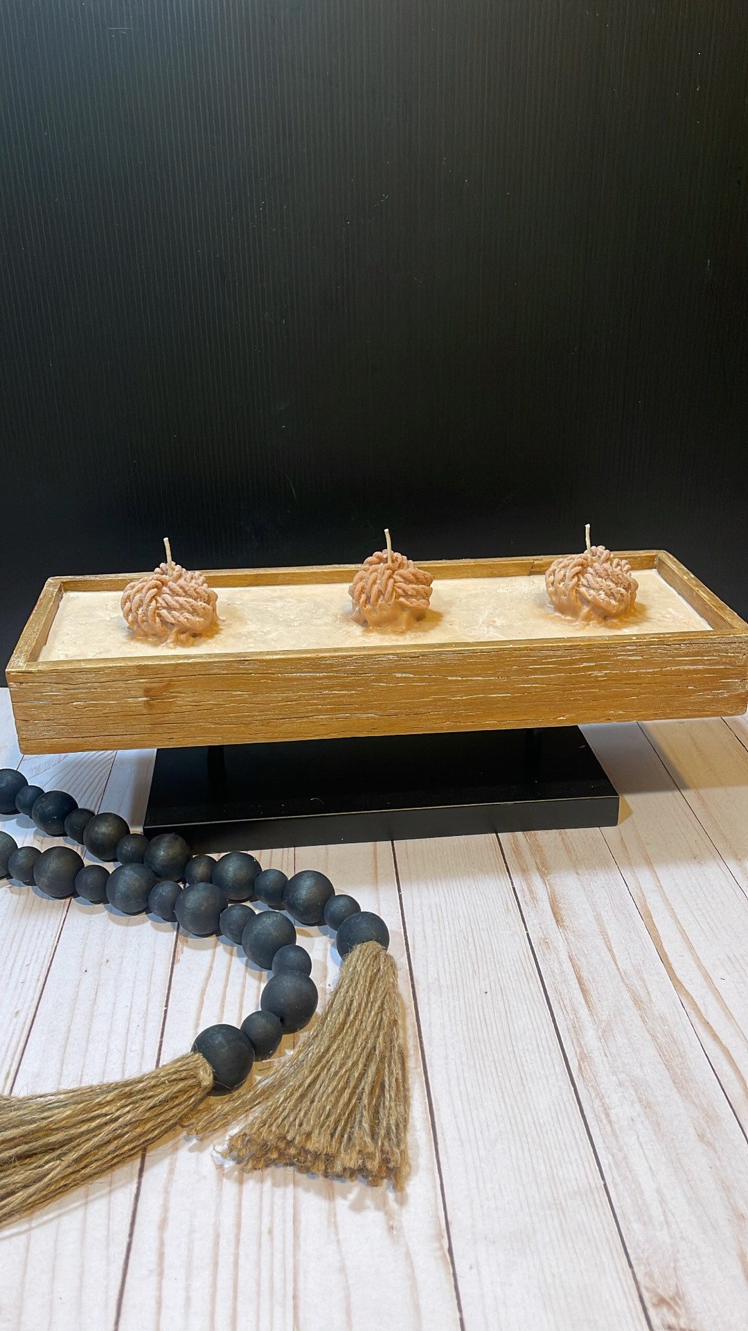 Wooden Bowl Candle on Iron Stand Etsy