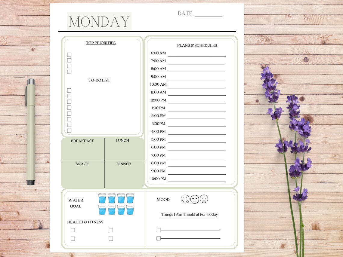 7 Days Planners/ Printable/ Daily Planner/ 6am to 10pm | Etsy