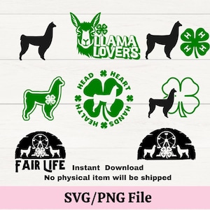 4H Lama Bundle SVG, 4H Llama Showmanship SVG voor clubt-shirt, 4H Llama Show png, County Fair