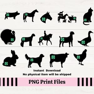 Fichiers PNG 4H animaux d'élevage pour sublimation ou impression, 4H silhouettes d'animaux de ferme, foire du comté