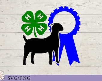 4H Goat Show SVG, Dairy, Clover Ribbon (Digital Download)