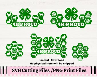 4HProud with Clover SVG for decals, T-shirt design for 4H Clubs, 4H Projects