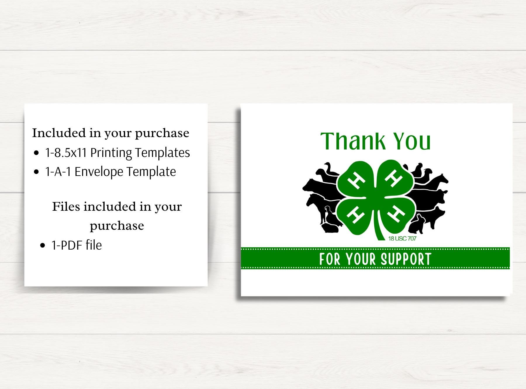 printable 4h thank you card template, 3.5x5 print at home thank