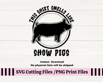 Questa maglietta profuma di maiali da esposizione 4H SVG - Maglietta grafica per fiera del bestiame PNG