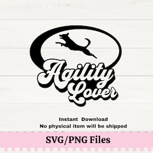 Agility Lover SVG, Agility Dog T-shirt Design, PNG voor sublimatie