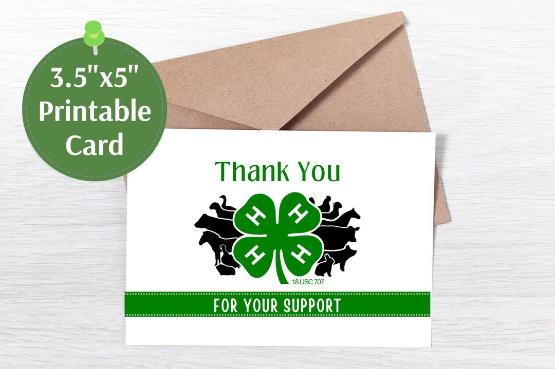 printable 4h thank you card template 35x5 print at home thank you