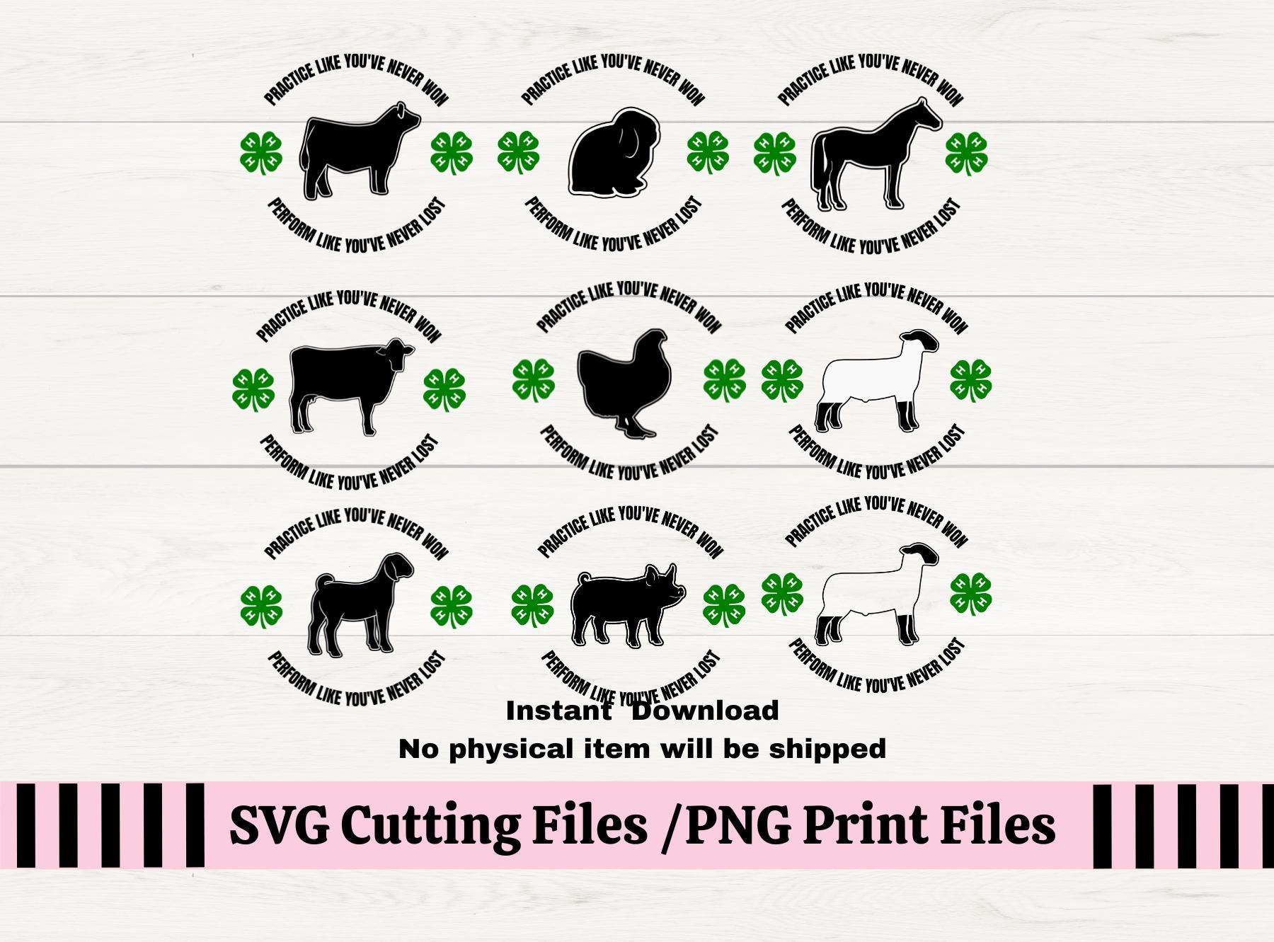 4H County Fair SVG/PNG for T-shirts, Decals, Sublimation, Clover Livestock Farm Animals Show