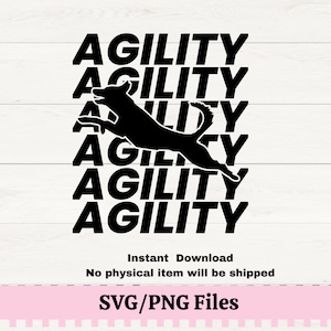 Agility Dog SVG, Agility Dog T-shirt Design, PNG voor sublimatie