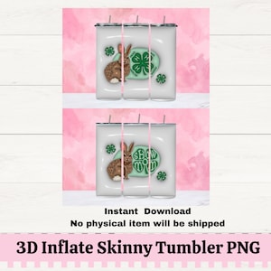 4H Klee Kaninchen 3D Aufblasen 20 Unzen, Bunny Skinny Tumbler Wrap PNG, 4H Klee PNG für Sublimation, 4H Proud