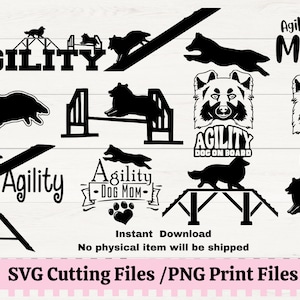 Sheltie Agility Dog SVG Bundle, Shetland Sheepdog Agility Course PNG, Regalo per gli amanti dell'Agilità, Agility Dog Mom