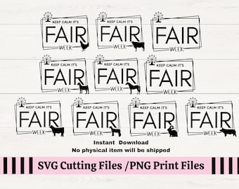 Fair Week SVG PNG: Farm Animal Ferris Wheel, 4H Club Shirt (Digital Download)