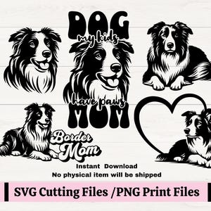 Bordercollie moeder SVG, sticker voor moeder border collie, moeder border collie png, minnaar border collie, moeder border collie sticker sjabloon