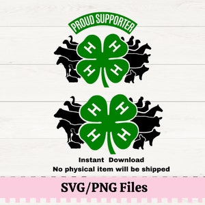 4H Proud Supporter SVG per magliette, Supporto 4H PNG per sublimazione, 4H Proud, County Fair Animals,