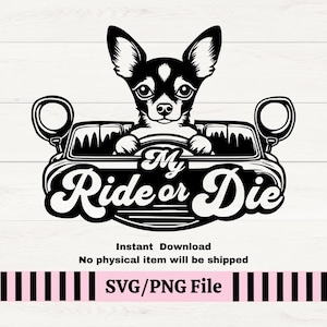 Chihuahua Meine Fahrt oder Die Hund SVG PNG, Chihuahua Rasse Vinyl Aufkleber, Hund im Auto