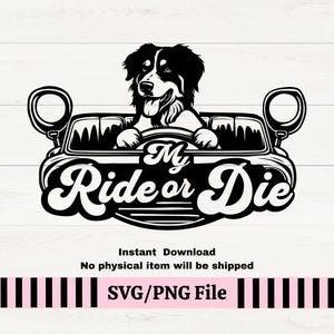 Sheltie My Ride or Die Dog SVG PNG, Shetland Sheepdog Vinyl Decal, Dog In Car
