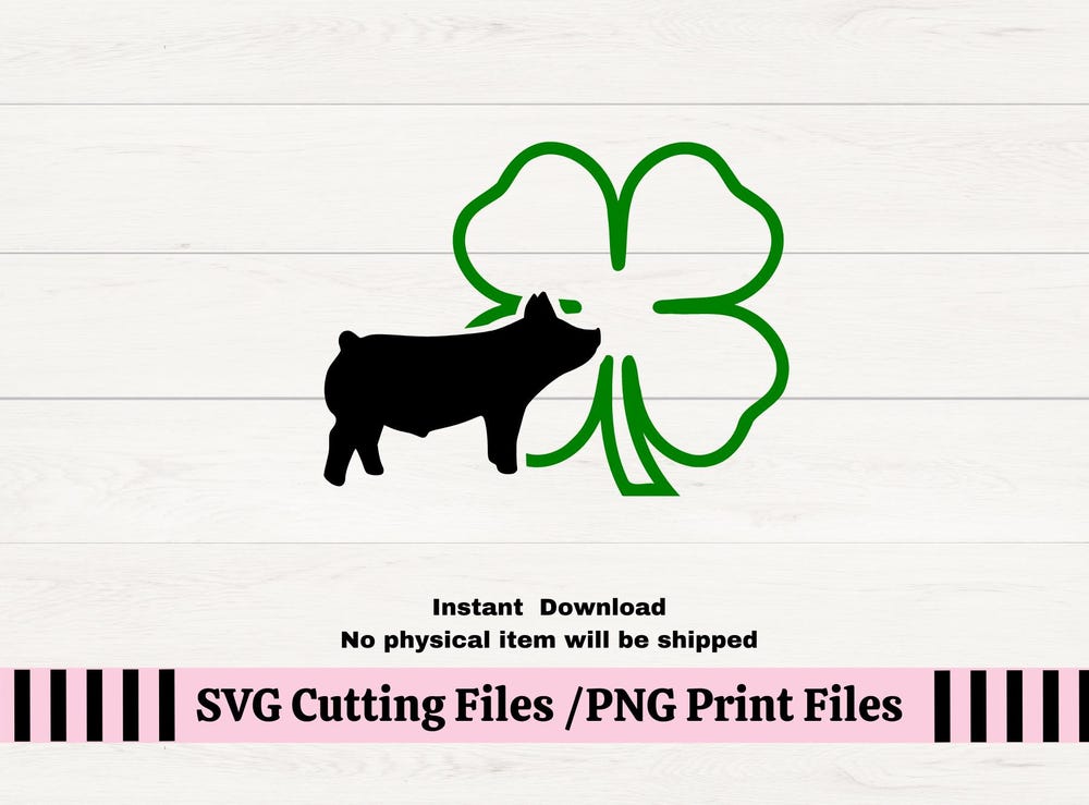 4H Clover Svg For Decals, 4H Pig Swine Showmanship Svg For Club T-Shirt, 4H Pig Show Png, County Fair Pig Show, Swine Show At Fair Livingmall