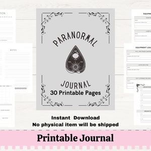 Diario imprimible de investigación paranormal, PDF de 30 páginas para imprimir en casa Diario de Ghost Hunter