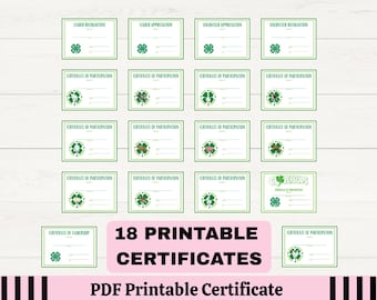 Printable 4-H End of Year Recognition,  Printable Certificates for 4H, Cloverbud Certificate, Leadership Recognition