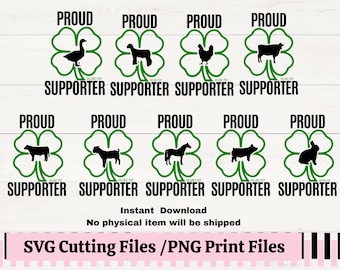 Proud 4H Supporter SVG for t-shirts, Gift for 4H Sponsor, County Fair T-shirt Design, 4H cow horse pig rabbit chicken goat