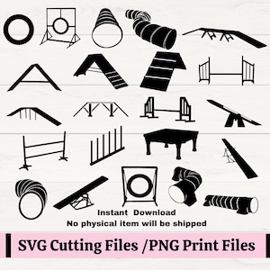Faça seu próprio pacote SVG/PNG de curso de agilidade para cães, 19 SVGs de obstáculos para agilidade de cães, decalques de agilidade personalizados