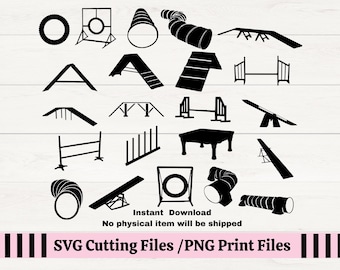 Make Your Own Dog Agility Course SVG/PNG Bundle,19 Dog Agility Obstacles SVG&#39;s, Custom Agility Decals