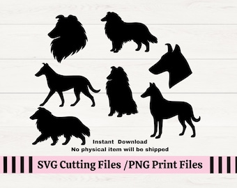 Collie SVG Bundle: Rough & Smooth Dog Silhouettes (Digital Download)