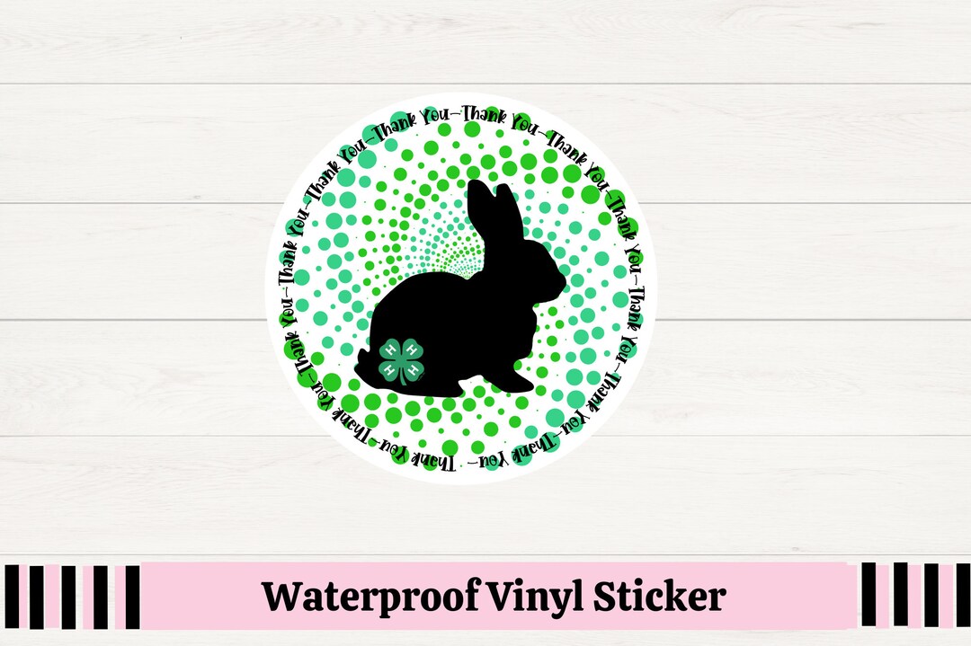 Rabbit Thank You 4H Sticker, Sticker for Junior Fair Kids, 4H Laptop ...