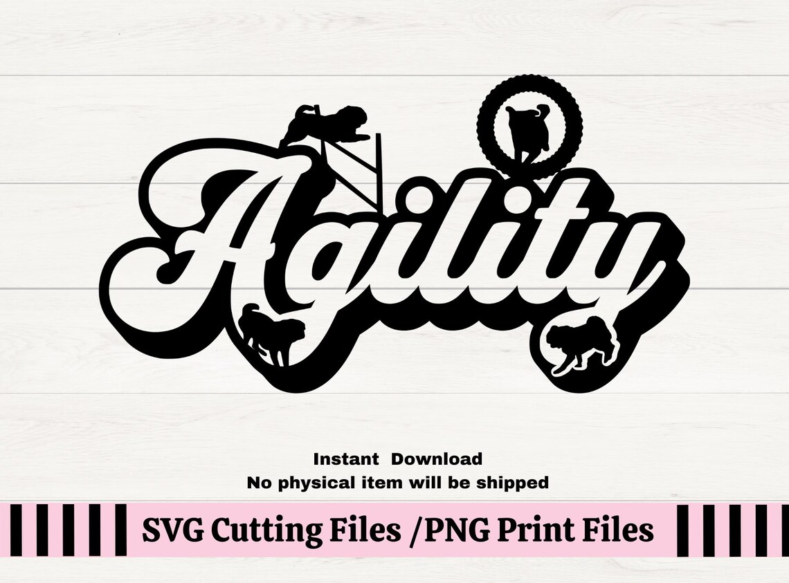 Pug Agility Dog SVG for Vinyl Car Decals, Gift for Agility Dog Lover ...