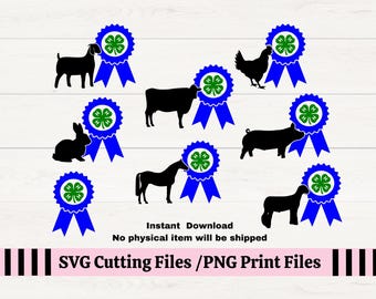 4-H Livestock SVG Bundle, County Fair Ribbon Clipart (Digital Download)