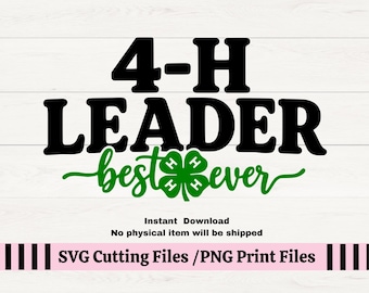 File PNG per leader 4-H, design e sublimazione (download digitale)