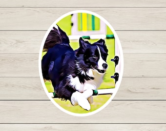 Agility Dog Sticker, Border Collie Agility Dog Sticker, Gift for Agility Dog Lover, Agility Dog Mom, Dog Laptop Sticker, Bumper Sticker