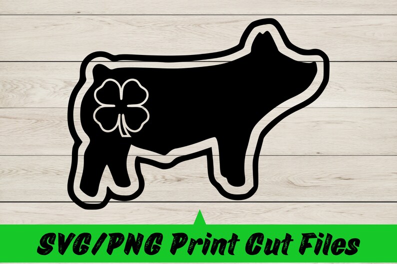 4H Pig With Clover SVG for Decals 4H Pig Showmanship Svg for - Etsy