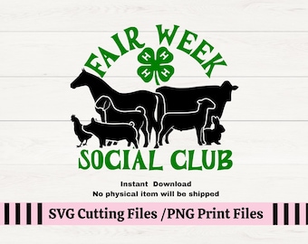Club sociale della settimana della fiera SVG, clipart di animali da allevamento 4H (download digitale)