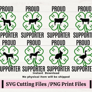 Proud 4H Supporter SVG for t-shirts, Gift for 4H Sponsor, County Fair T-shirt Design, 4H cow horse pig rabbit chicken goat
