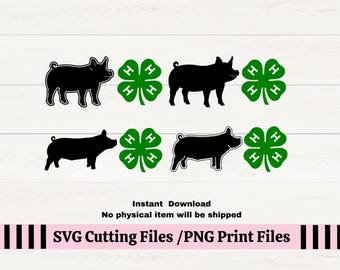 4H Clover Pig SVG, Swine Showmanship PNG, Livestock Clipart (Digital Download)