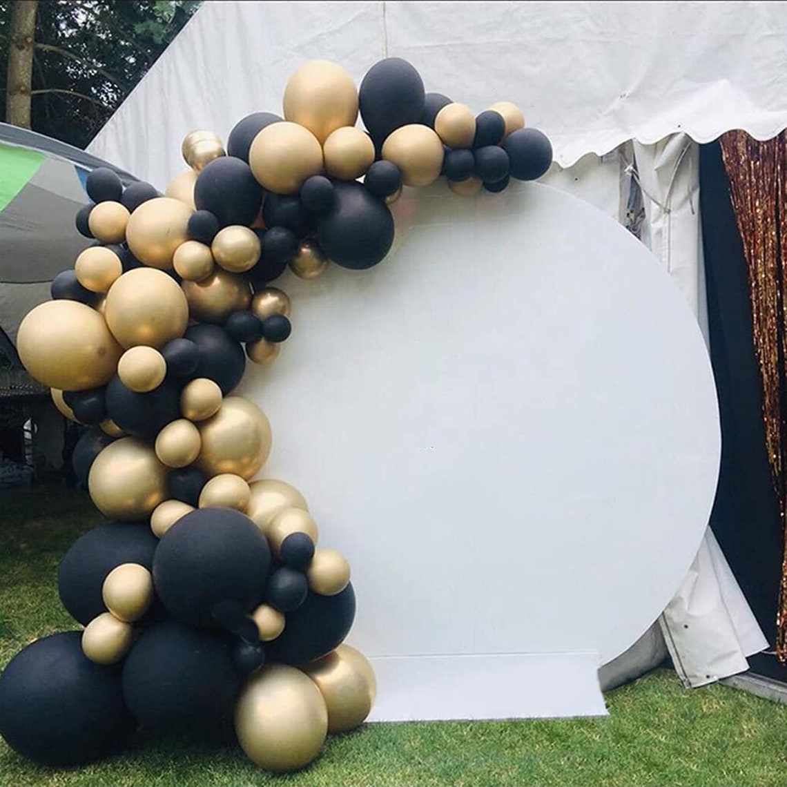 Black Gold Metallic Balloon Garland Arch Kit Backdrop 135pcs Etsy