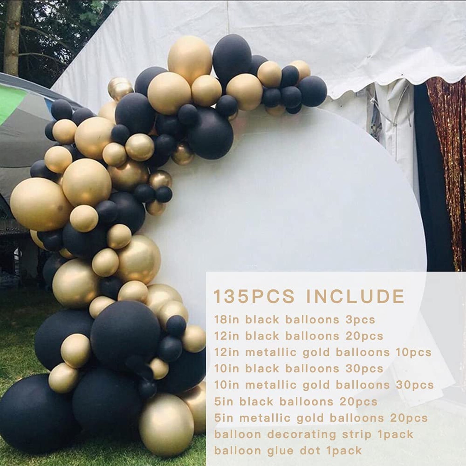 Black Gold Metallic Balloon Garland Arch Kit Backdrop 135pcs Etsy