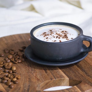 Black ceramic coffee cup