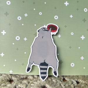 Hungry Raccoon Sticker: Funny Laminated Decal