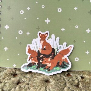 Little Fox friends Sticker | Cute fox stickers, cottagecore stickers, cute fox art, fox stickers
