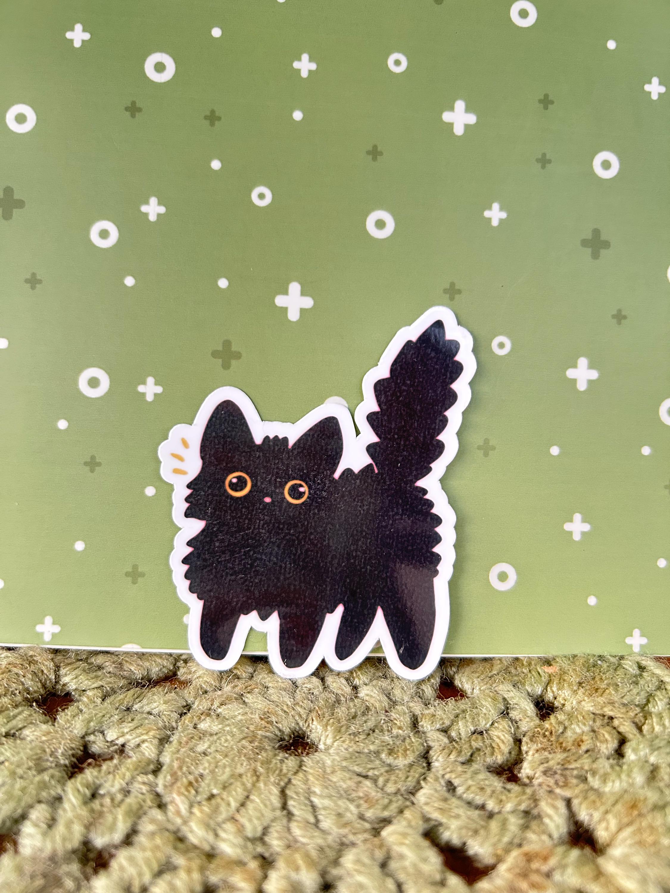 Spooked Black Cat Sticker: Funny Waterproof Vinyl Decal