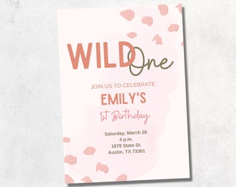 Wild One 1st Birthday Party Digitale Uitnodiging