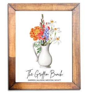 Birth Flower Family Bouquet Digital Art - 8x10 printable file