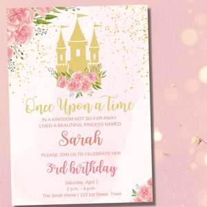 Once Upon A Time Princess Custom Digital Birthday Invitation 5x7