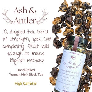 Hand Rolled Black Tea | Loose Leaf Yunnan Noir Tea | Tea Gift for Him | Tea for Men | Badass Tea |  Funny Gift | High Tea | Yunnan Province